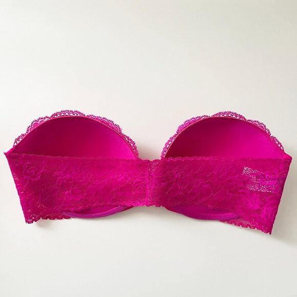 Victoria's Secret Strapless Pink Rhinstone Bra 34D -  Worn Once - Picture 3 of 5